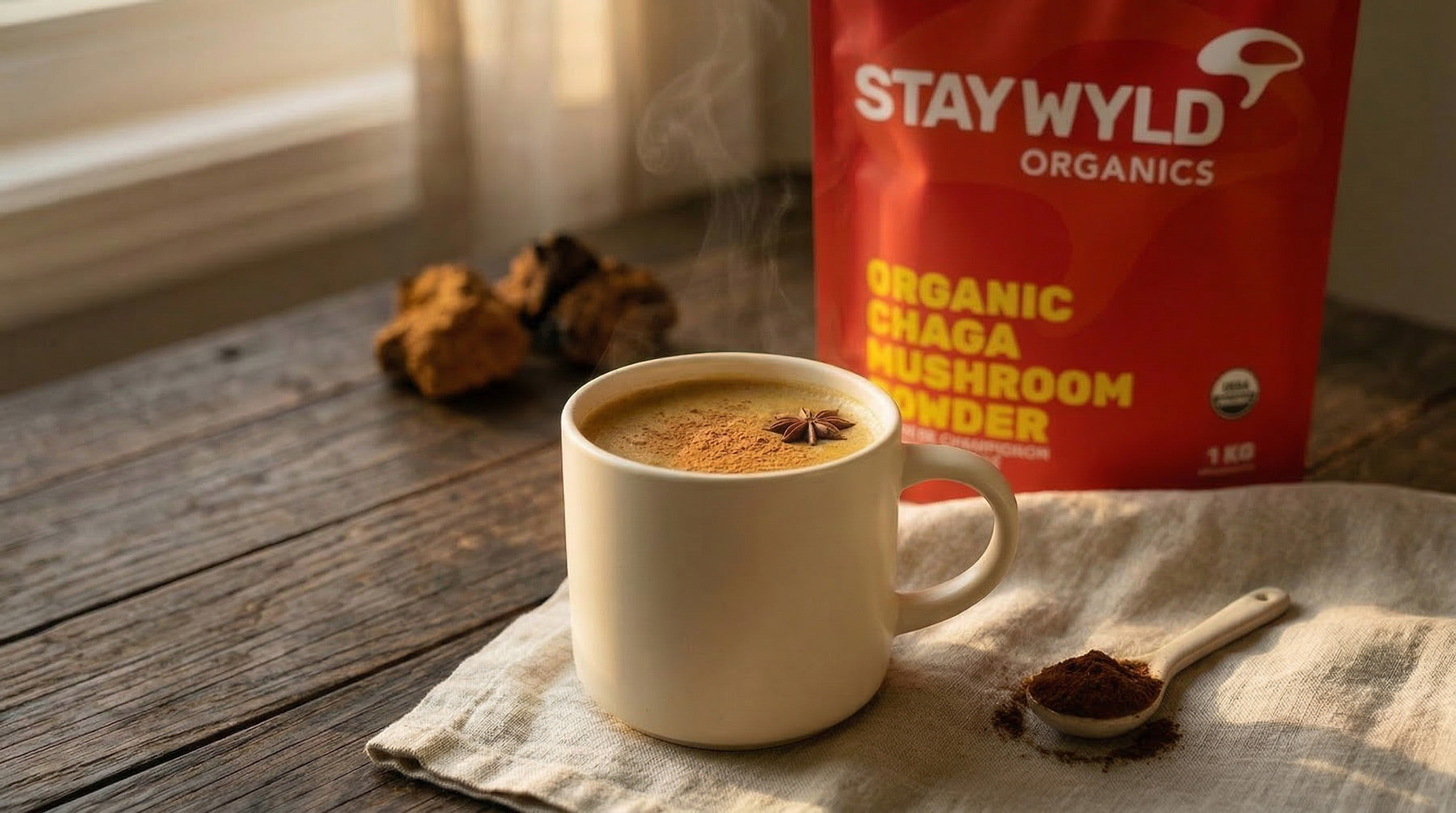 Mushroom Golden Chaga Latte for Warm Immune Support