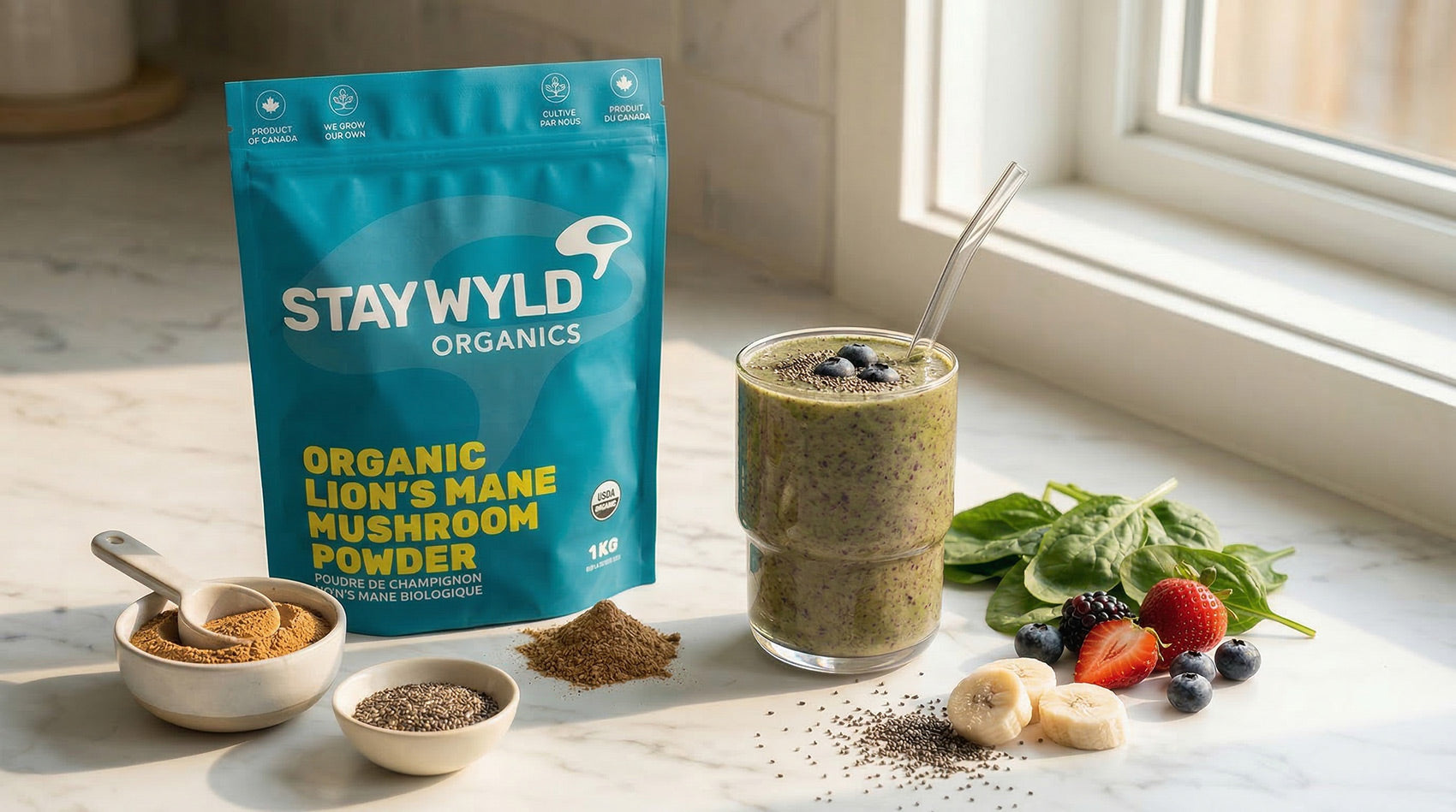 Lion’s Mane Brain-Boost Smoothie for Focus and Gut Support